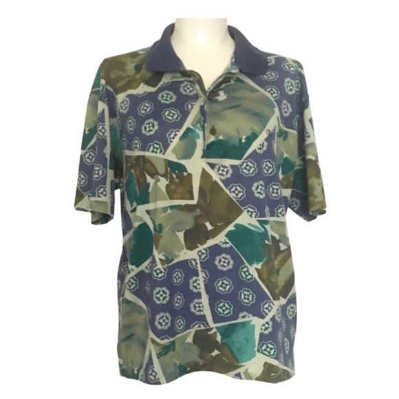 VALENTINO Jeans vintage collage print polo shirt L - Picture 1 of 9